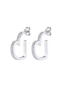 elli. PREMIUM - Ohrringe Creolen Herz Liebe 925 Silber, Mit Kristallen Von Swarovski® - Gold