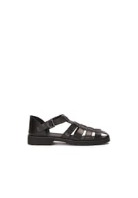 Kazar - Schwarze Herrensandalen mit überzogenem Absatz und Zehenkappe - Schwarz