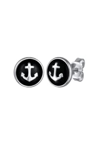 KUZZOÍ - Ohrringe Anker Emaille Schwarz 925 Sterling Silber - Schwarz