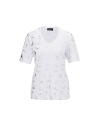 GOLDNER - Topmodisches Shirt mit glänzendem Druck - marine / silber
