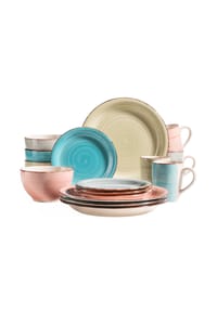 MÄSER Geschirr-Set, Steingut Lumaca - Lumaca - blau/hellblau/rosa/grün
