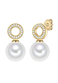 Rafaela Donata - Ohrstecker Sterling Silber gelbgold Muschelkernperle weiß Zirkonia weiß - gelbgold