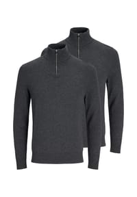 JACK & JONES - Troyer 2er Pack Emil Knit - Dark grey melange