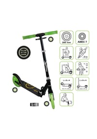muuwmi - Lights Aluminium Scooter GLOW 200 mm, mit Leuchtrollen und Glow-Effekt - schwarz