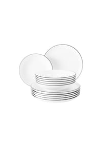 Seltmann Weiden Tafel-Set "Lido", 12-teilig, Ø 26 cm, Ø 21 cm - LIDO BLACK LINE - weiß/schwarz