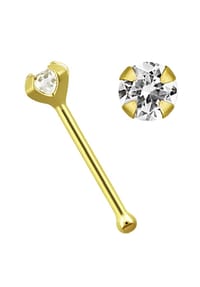 Adelia's - Nasenstecker - Nose Bone 14kt Gold mit Zirkonia + Stopper - gold