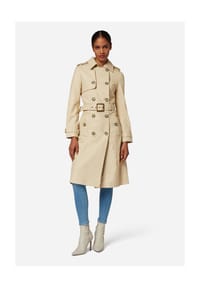 RICANO - Damen Ledermantel Gloria, Trenchcoat mit Reverskragen und Zweireihigem Verschluss - Camel (Wildleder)