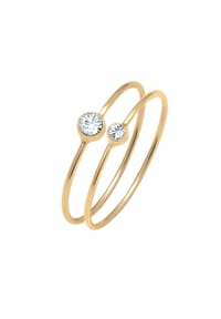 elli. - Ring Set Basic Trend Kristalle 925 Silber - Gold