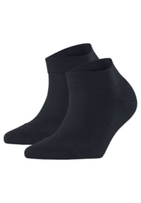FALKE - Damen Sneaker-Socken 2er Pack - Sensitive London, Baumwolle, Bündchen, Logo, einfarbig, kurz - Dunkelblau