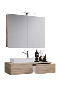 VCM. - 3-tlg Set | Waschplatz für Gäste WC | Gästebad | Waschtisch Toilette | Badmöbel Badezimmer Set - Gudas SC - Schwarz
