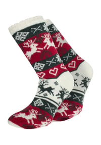 normani® - Strick-Kuschelsocken mit Norwegermotiv und ABS - Oliv