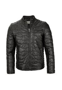 bugatti - Herren Lederjacke Steppjacke Lammnappa schwarz - schwarz