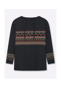 sheego - Shirt - khaki-beige-bedruckt