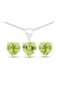 caї - Schmuck-Set 925/- Sterling Silber 3 Peridot 2,1 ct. - weiß