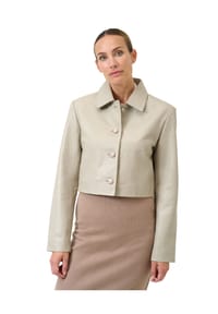 RICANO - Kurzer Damen Bolero Yolanda mit Hemdkragen und Knopfleiste - Alabasterweiss