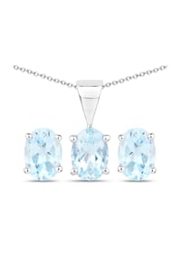 caї - Schmuck-Set 925/- Sterling Silber 3 Blautopas beh. 2,85 ct. - weiß