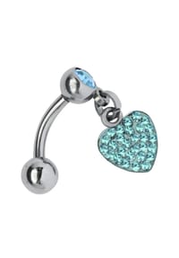 Adelia's - Titan Banane - Bauchnabel Piercing Herzanhänger hellblau - hellblau