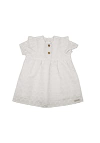 maximo® - BABY GIRL-Kleid festlich Rüschenärmel, bestickter Stoff, Futter - wollweiß-stickerei