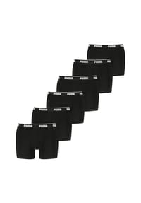 PUMA® - Herren Boxershorts, 6er Pack - Boxer 6P, Cotton Stretch, Logo, einfarbig - Schwarz