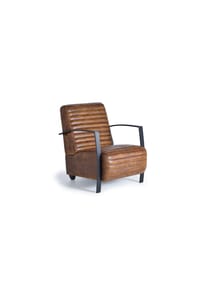 GINER & COLOMER - Ledersessel 75 cm im Vintage-Industriestil - 82x75x82 - Braun