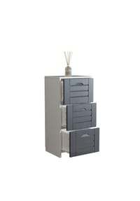 VCM. - Midischrank – schmaler Badschrank mit 3 Schubladen, 76 x 38 x 28 cm, kompakte Aufbewahrung für Badezimmer, Badmöbel Schubladenkommode, Flonali - Weiß / Anthrazit
