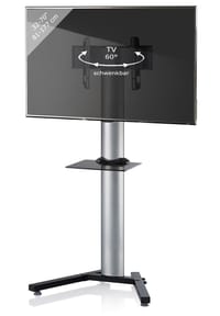 VCM. - TV Standfuß mit Zwischenboden 26-70 Zoll | VESA bis max. 600x400 | | Fernseh Ständer aus Alu | TV Ständer Maße ca. H. 174 x B. 90 x T. 72 cm | Fernsehstand Stadino Maxi - Silber