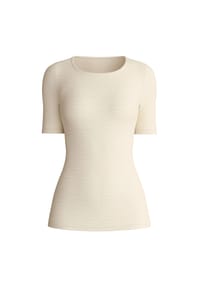 CALIDA - Damen Kurzarm-Shirt aus Wolle-Seide Silky Wool Soft - charm cream