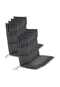 Aspero® - 8 wasserdichte Stuhlauflagen Hochlehner Sitzpolster - Anthrazit
