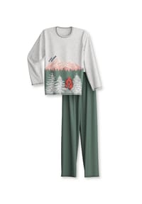 CALIDA - Kinder Pyjama aus reiner Bio-Baumwolle Kids Outdoor - stein meliert