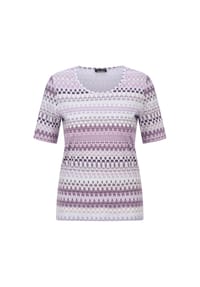 GOLDNER - Kurzgröße:  Jersey-Shirt mit geometrischem All-over-Print - flieder / hellblau / gemustert
