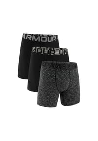 UNDER ARMOUR - Herren Boxershorts, 3er Pack - Performance Tech Boxer Briefs - Space Dye 6 in, Stretch - Schwarz/Grau