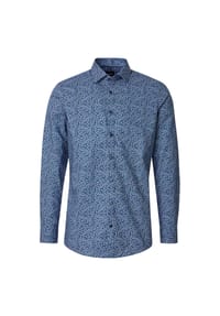 VENTI - Herren Businesshemd Langarm Print Body Fit - Blau