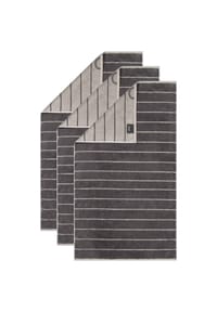 Cawö - Gästetuch, 3er Pack - C Balance, 30x50 cm, Walkfrottier, Baumwolle, Streifen - Anthrazit