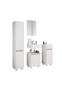 VCM. - 4-tlg. Badmöbel Set mit Waschbeckenunterschrank, Hochschrank, Midischrank & Spiegel - Cosila  M - Anthrazit