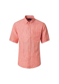 CASAMODA - Herren Leinenhemd Kurzarm uni Casual Fit - Blau