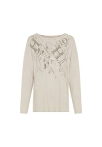 olsen - Sweatshirt mit Placement Print und Rundhalsausschnitt - Almond Beige Melange
