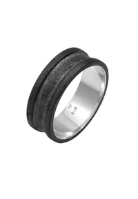 KUZZOÍ - Ring Bandring Breit Oxidiert Casual 925 Silber - Schwarz