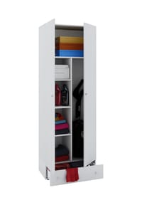 VCM. - Holz-Besenschrank | 6 Fächer | Maße: . B. 70 x H. 196 x T. 40 cm | Haushaltsschrank | Mehrzweckschrank | Extra Schublade - Vandol - Buche