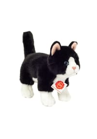 HERMANN Teddy COLLECTION® - Kuscheltier Katze stehend, Schwarz Weiß, 20 cm - schwarz