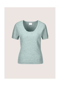 MADELEINE - Kurzarm-Pullover mit Pailletten-Glanz - hellsalbeigrün / silberfarben