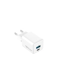 COFI - Forever TC-08 GaN Schnellladegerät 30W mit USB-C und USB-A Power Delivery & Quick Charge – Weiß - Natur 6 x 4 x 3 cm