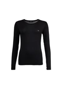 EMPORIO ARMANI - Damen Langarmshirt, Rundhals - ESSENTIAL STUDS, Viskose Stretch - Schwarz