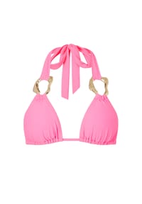 MODA MINX - Bikinioberteil Irregular Hoop Triangle Top mit edlen Schmuckelementen - pink