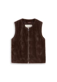 TOM TAILOR - Kunstfellweste, Reißverschluss, für Damen - 13234 JAVA D.BROWN