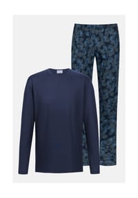mey - Schlafanzug Dark Leaves, Baumwolle, für Herren - 668 YACHT BLUE