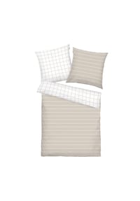 TOM TAILOR - Bettwäsche Set - CHECK & STRIPES, Renforcé Bettwäsche, Wendemotiv, Baumwolle - Grau/Weiß