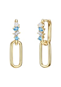 GLANZSTÜCKE MÜNCHEN - Damen Ohrringe aus 925/- Sterling Silber in Gelbgold mit Zirkonia und Süßwasser-Zuchtperle - gelbgold