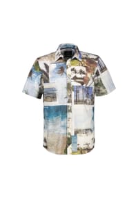 LERROS - Bequemes und leichtes Stretch Kurzarmhemd im Hawaii-Look - REEF BLUE