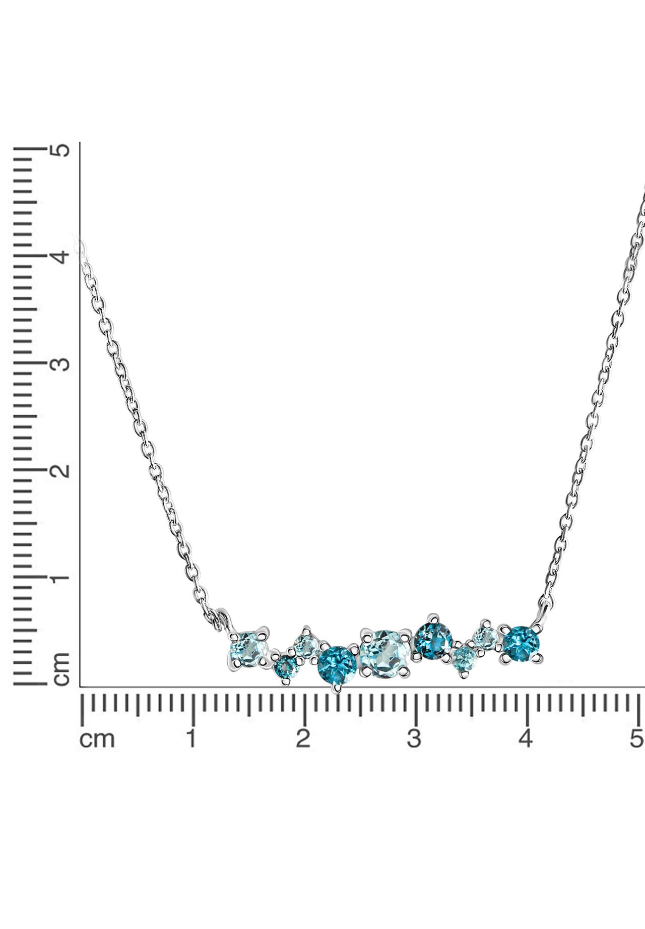 Zeeme Gemstones Damen Collier, 925Er Silber Mit 9 Blautopas, Silber