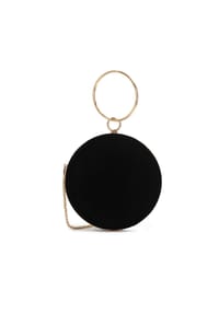kazar - Runde schwarze Handtasche mit Reif an der Hand - Schwarz